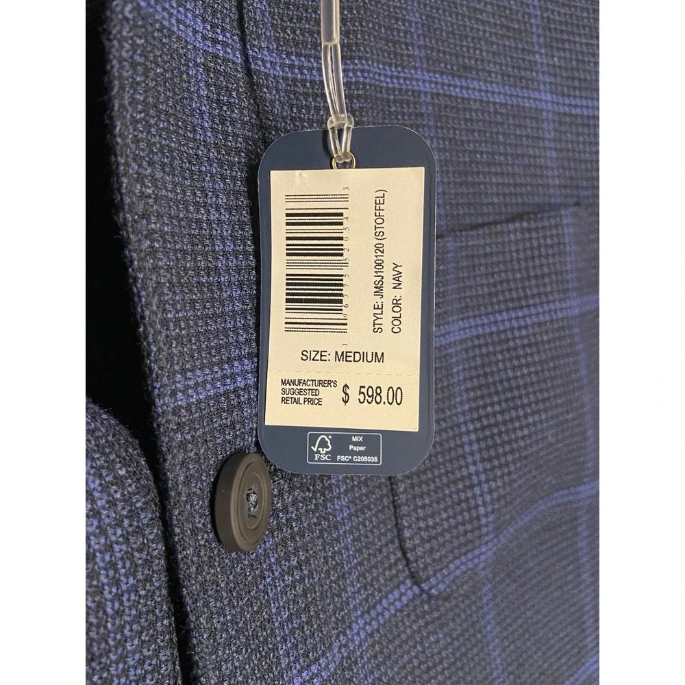 Johnnie-O Top Shelf Designer Men's Navy Plaid Blazer Size M
